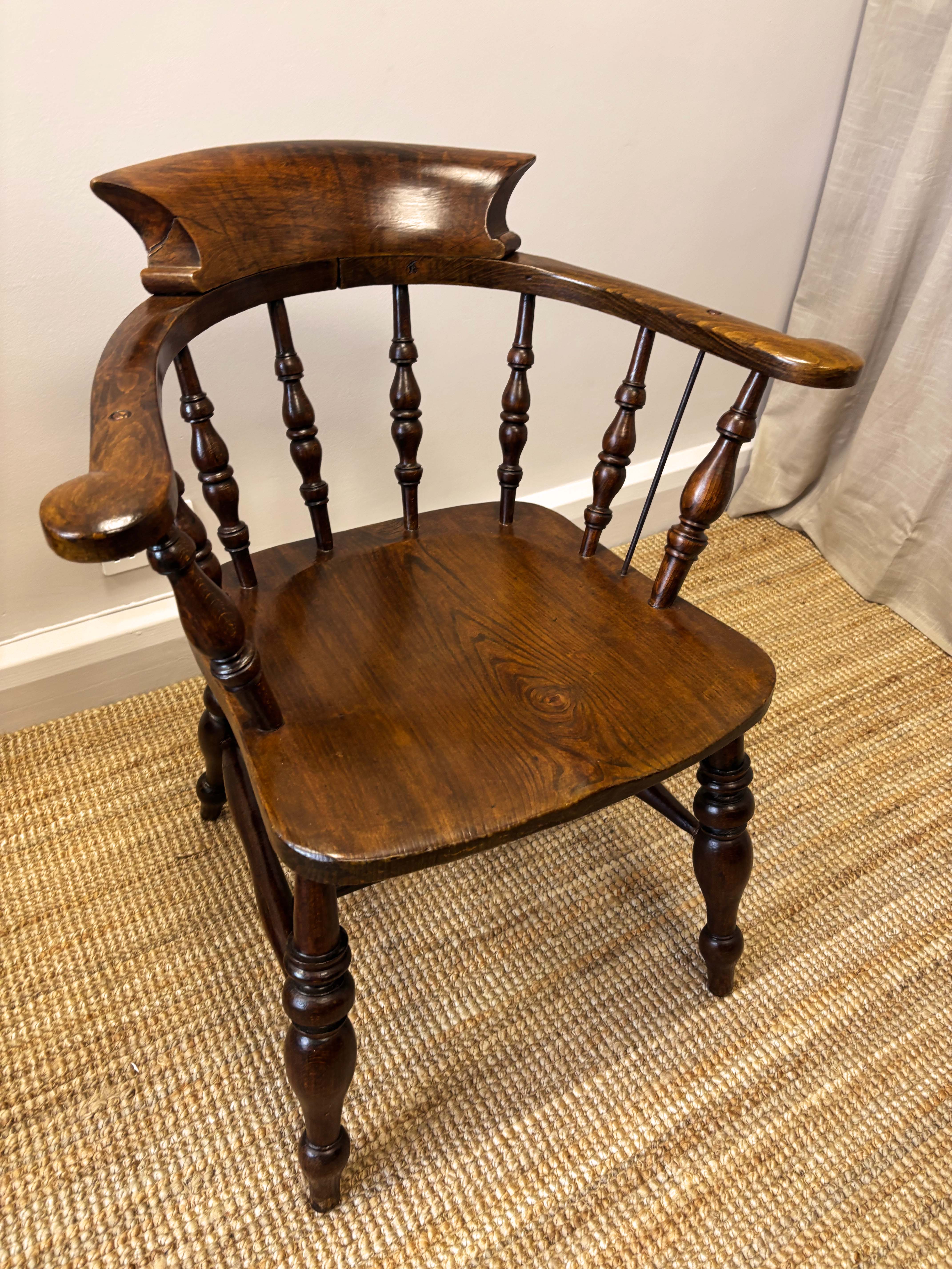 19th Century Ash and Elm Captain’s Armchair