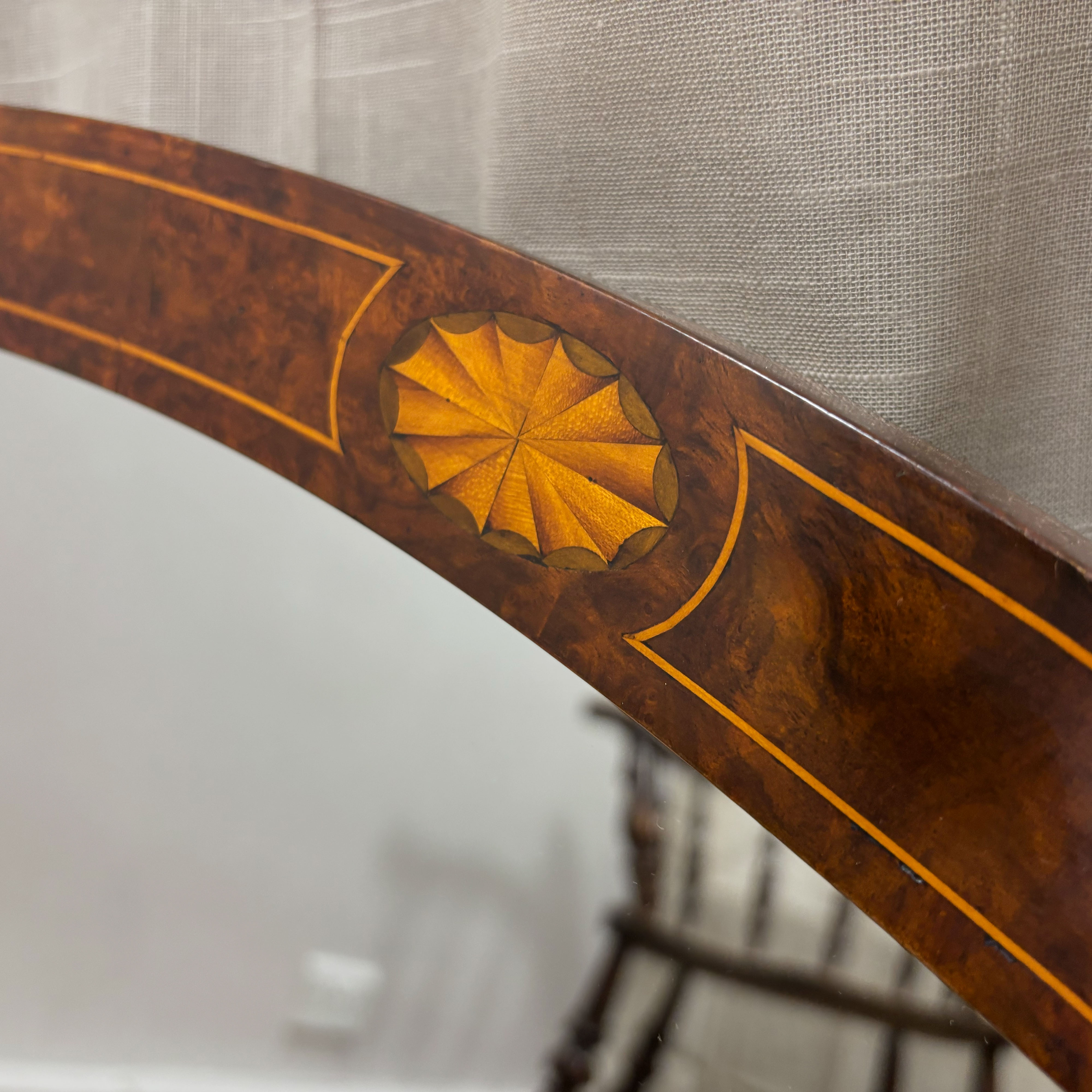 Oval Burr Walnut Framed Wall Mirror