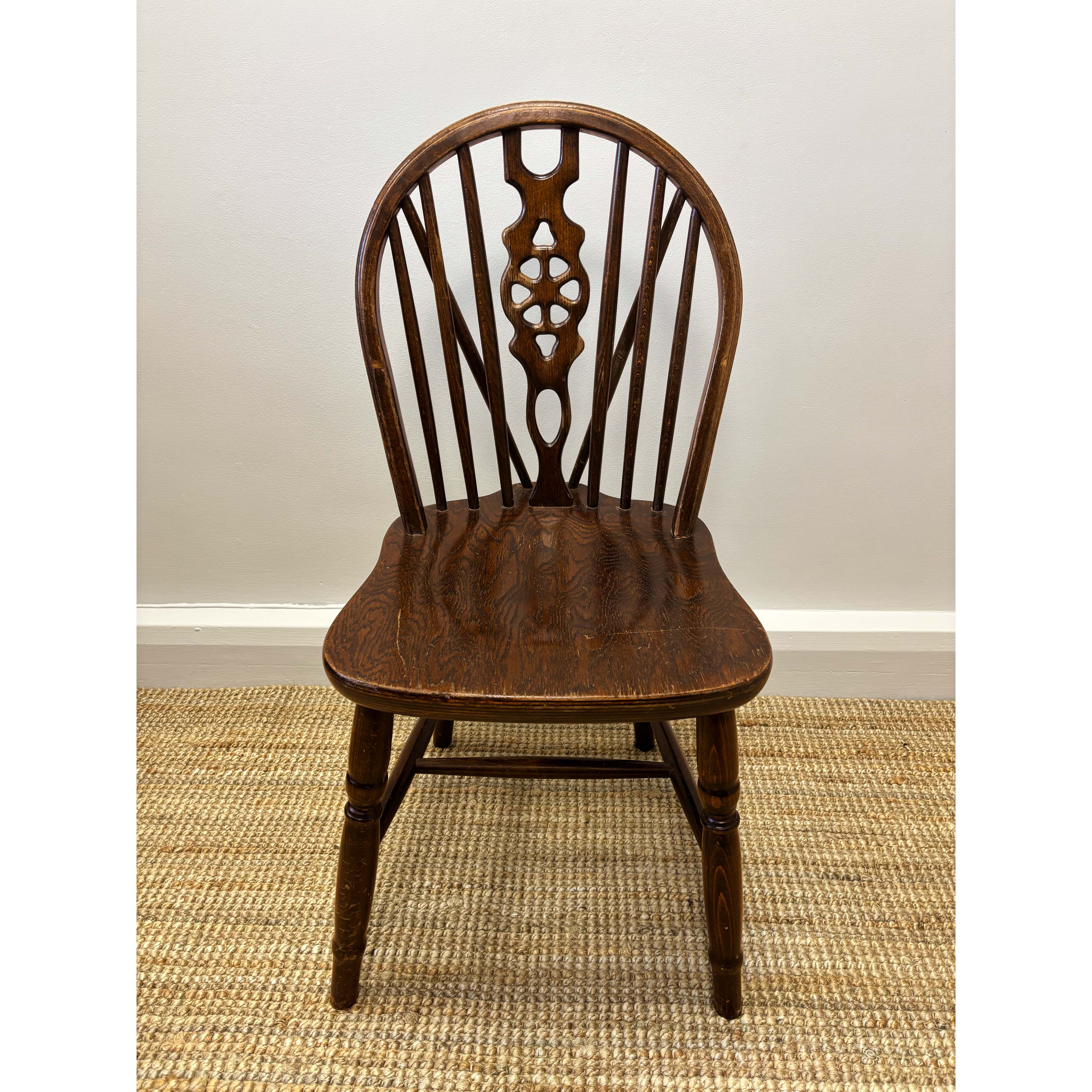 Vintage Romanian Wheelback Windsor Dining Chairs (Set of 4)